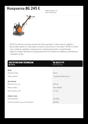 Ručně vedené hladičky betonu Husqvarna BG 245E