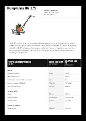 Ručně vedené hladičky betonu Husqvarna BG 375