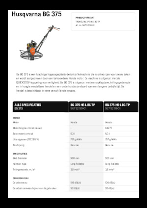 Ručně vedené hladičky betonu Husqvarna BG 375