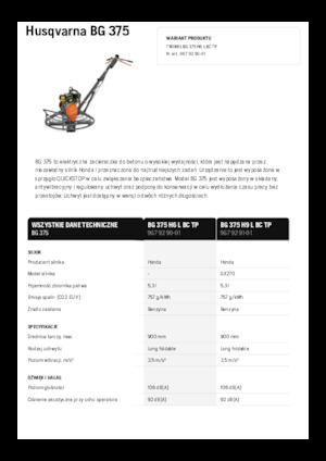 Ručně vedené hladičky betonu Husqvarna BG 375