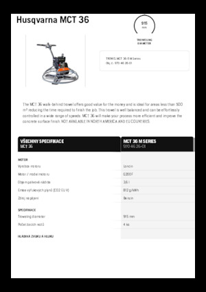 Ručně vedené hladičky betonu Husqvarna MCT 36