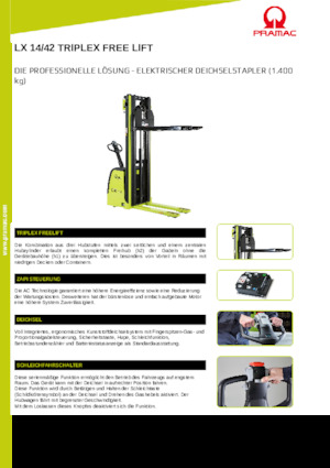 Ruční paletové vozíky PRAMAC Lifter LX 14/42 Triplex-Free Lift