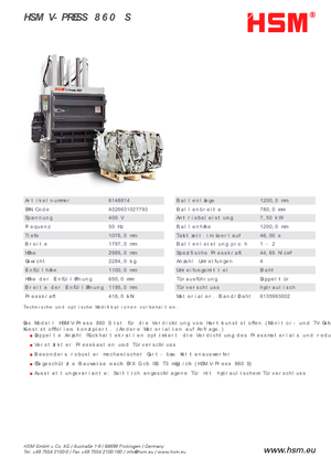 Lisy na odpad HSM V-Press 860 S