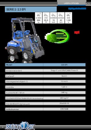 Kolové nakladače Multione 2.3 EFI