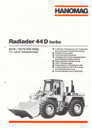Kolové nakladače Hanomag 44 D Turbo