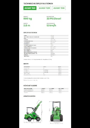 Kolové nakladače Avant Tecno Avant 523