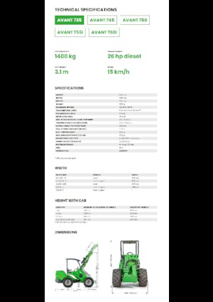 Kolové nakladače Avant Tecno Avant 735