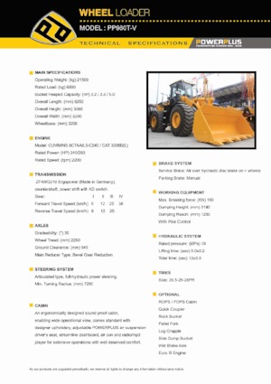 Kolové nakladače PowerPlus PP980T-V