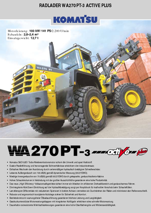 Kolové nakladače Komatsu WA270PT active Plus