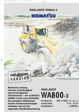 Kolové nakladače Komatsu WA800-3