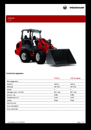 Zemědělské kolové nakladače Weidemann 1770 CX