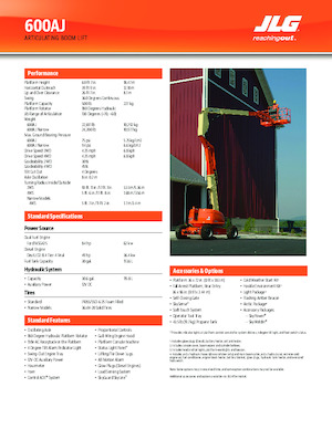 Kolové kloubové pracovní plošiny JLG 600AJN Narrow