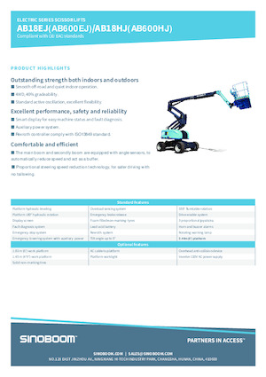 Kolové kloubové pracovní plošiny Sinoboom AB18HJ 