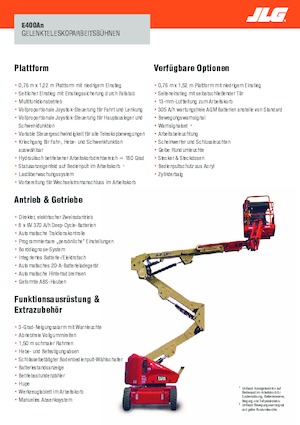 Kolové kloubové pracovní plošiny JLG E400AN