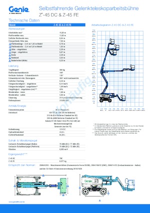 Kolové kloubové pracovní plošiny Genie Z-45 DC