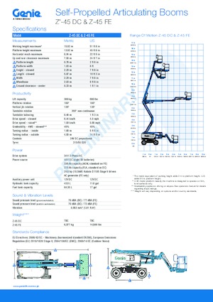 Kolové kloubové pracovní plošiny Genie Z-45 DC