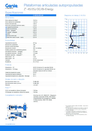 Kolové kloubové pracovní plošiny Genie Z-45/25J Bi-Energy