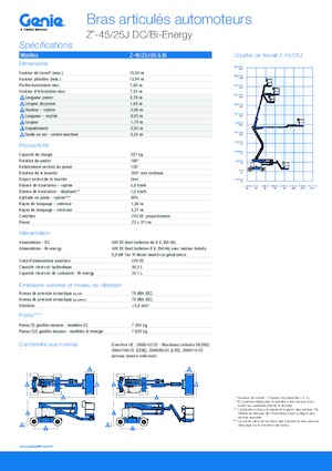 Kolové kloubové pracovní plošiny Genie Z-45/25J Bi-Energy