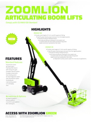 Kolové kloubové pracovní plošiny Zoomlion ZA20JE GB