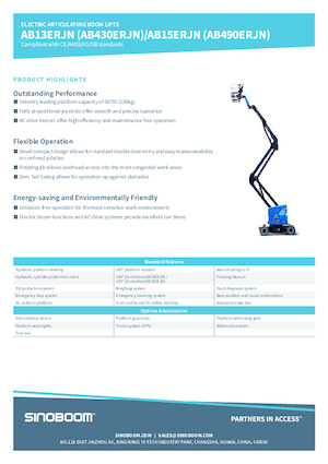 Kolové kloubové pracovní plošiny Sinoboom AB15ERJN