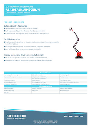 Kolové kloubové pracovní plošiny Sinoboom AB490ERJN
