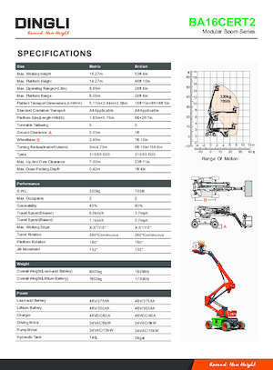 Kolové kloubové pracovní plošiny Dingli BA16CERT2