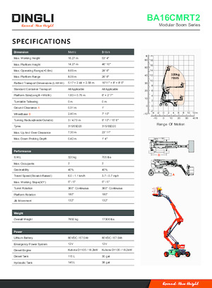 Kolové kloubové pracovní plošiny Dingli BA16CMRT2