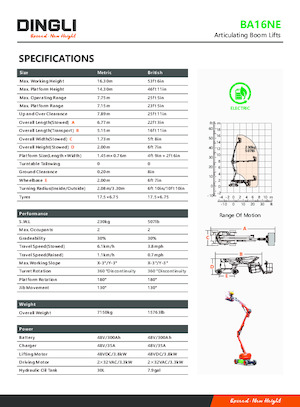 Kolové kloubové pracovní plošiny Dingli BA16NE