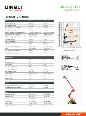 Kolové kloubové pracovní plošiny Dingli BA22CERT2