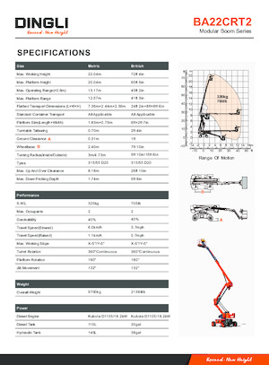 Kolové kloubové pracovní plošiny Dingli BA22CRT2
