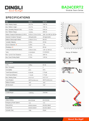 Kolové kloubové pracovní plošiny Dingli BA24CERT2