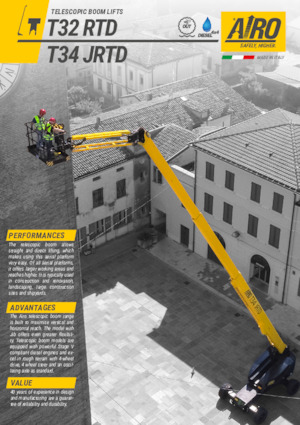Kolové teleskopické pracovní plošiny AIRO T32 RTD