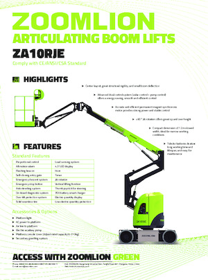 Kolové kloubové pracovní plošiny Zoomlion ZA10RJE