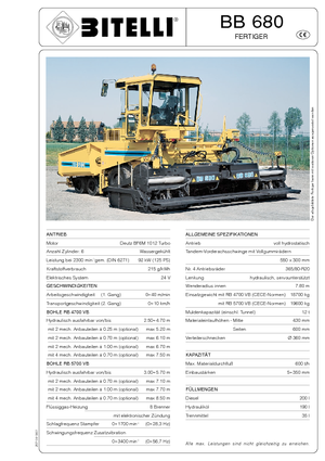 Kolové finišery Bitelli BB 680 RB 5700 VB