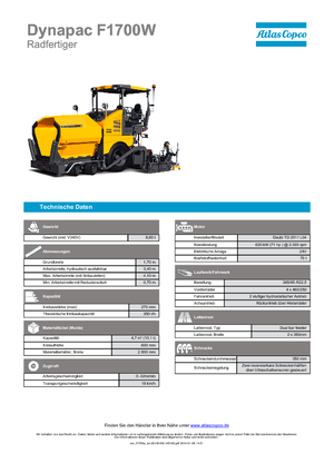 Kolové finišery Dynapac F 1700 W