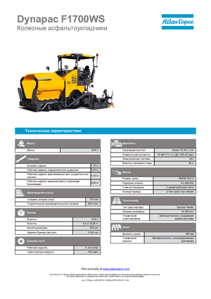 Kolové finišery Dynapac F 1700 WS