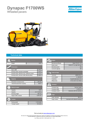 Kolové finišery Dynapac F 1700 WS