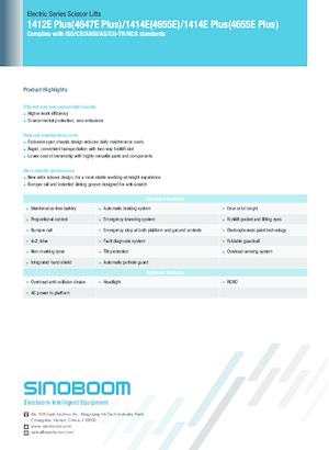 Kolové nůžkové plošiny Sinoboom 1412E Plus 