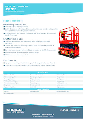 Kolové nůžkové plošiny Sinoboom 1932ME