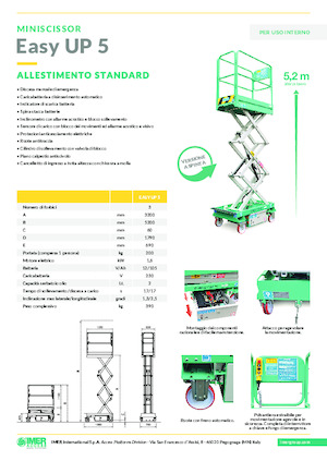 Kolové nůžkové plošiny Imer Easy UP 5