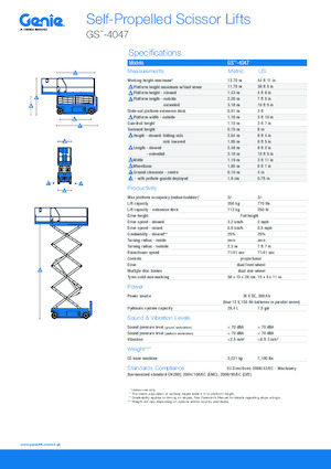 Kolové nůžkové plošiny Genie GS-4047