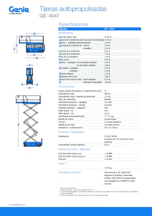 Kolové nůžkové plošiny Genie GS-4047