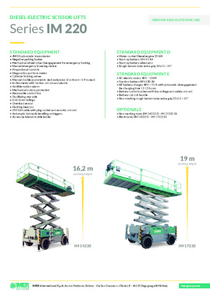 Kolové nůžkové plošiny Imer IM 14220 D