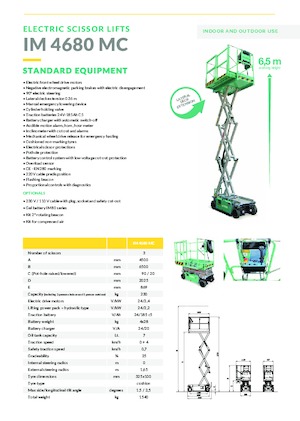 Kolové nůžkové plošiny Imer IM 4680 MC