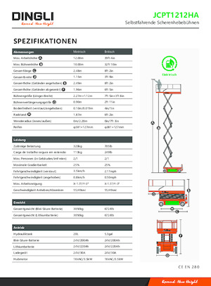 Kolové nůžkové plošiny Dingli JCPT1212HA