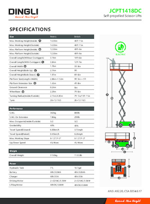 Kolové nůžkové plošiny Dingli JCPT1418DC
