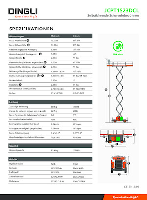 Kolové nůžkové plošiny Dingli JCPT1523DCL