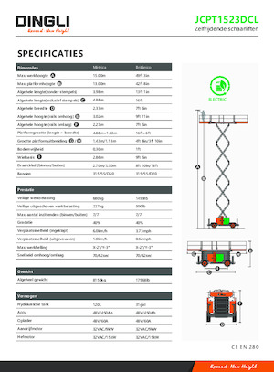 Kolové nůžkové plošiny Dingli JCPT1523DCL