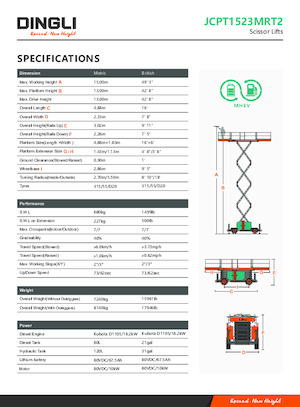 Kolové nůžkové plošiny Dingli JCPT1523MRT2