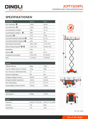 Kolové nůžkové plošiny Dingli JCPT1523RTL